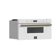 FORNO Capoliveri 30-Inch Built-In Microwave Drawer, 1.2 cu. ft., White with Antique Brass Handle (Model FMWDR3000-30WHT)
