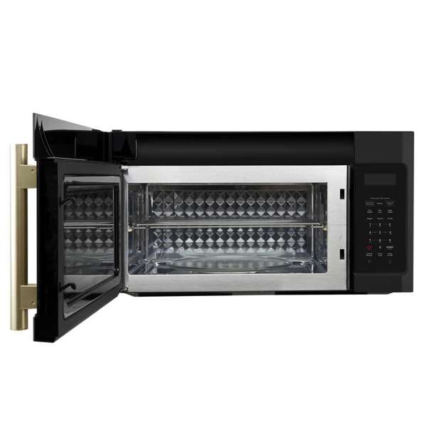 FORNO Fornace 30-Inch Over-the-Range Microwave, 1.5 Cu. Ft., 300 CFM Vent, Black with Antique Brass Accents (Model FOTR3038-30BLK)