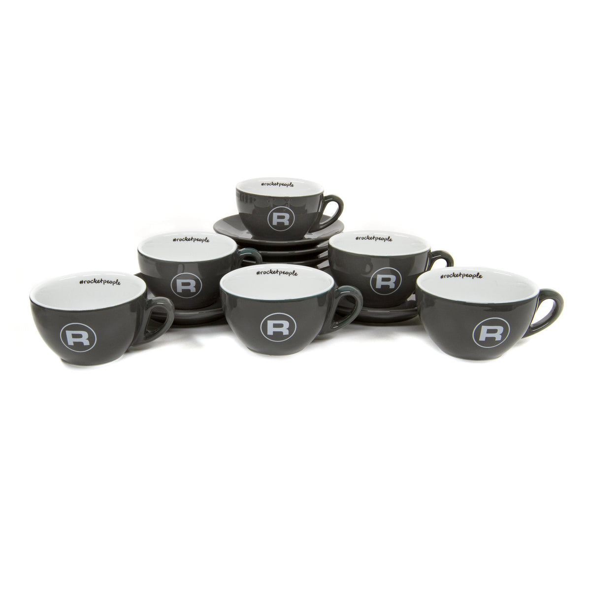 Rocket Espresso 6 Piece Cappuccino Cup and Saucer Set - Grey