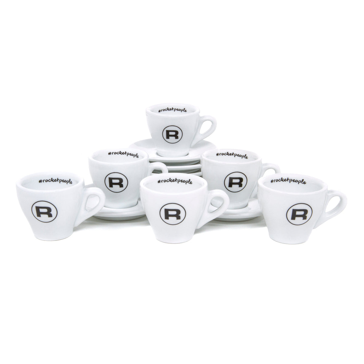 Rocket Espresso 6 Piece Espresso Cup and Saucer Set - White