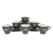 Rocket Espresso 6 Piece Flat White Cup and Saucer Set - Grey