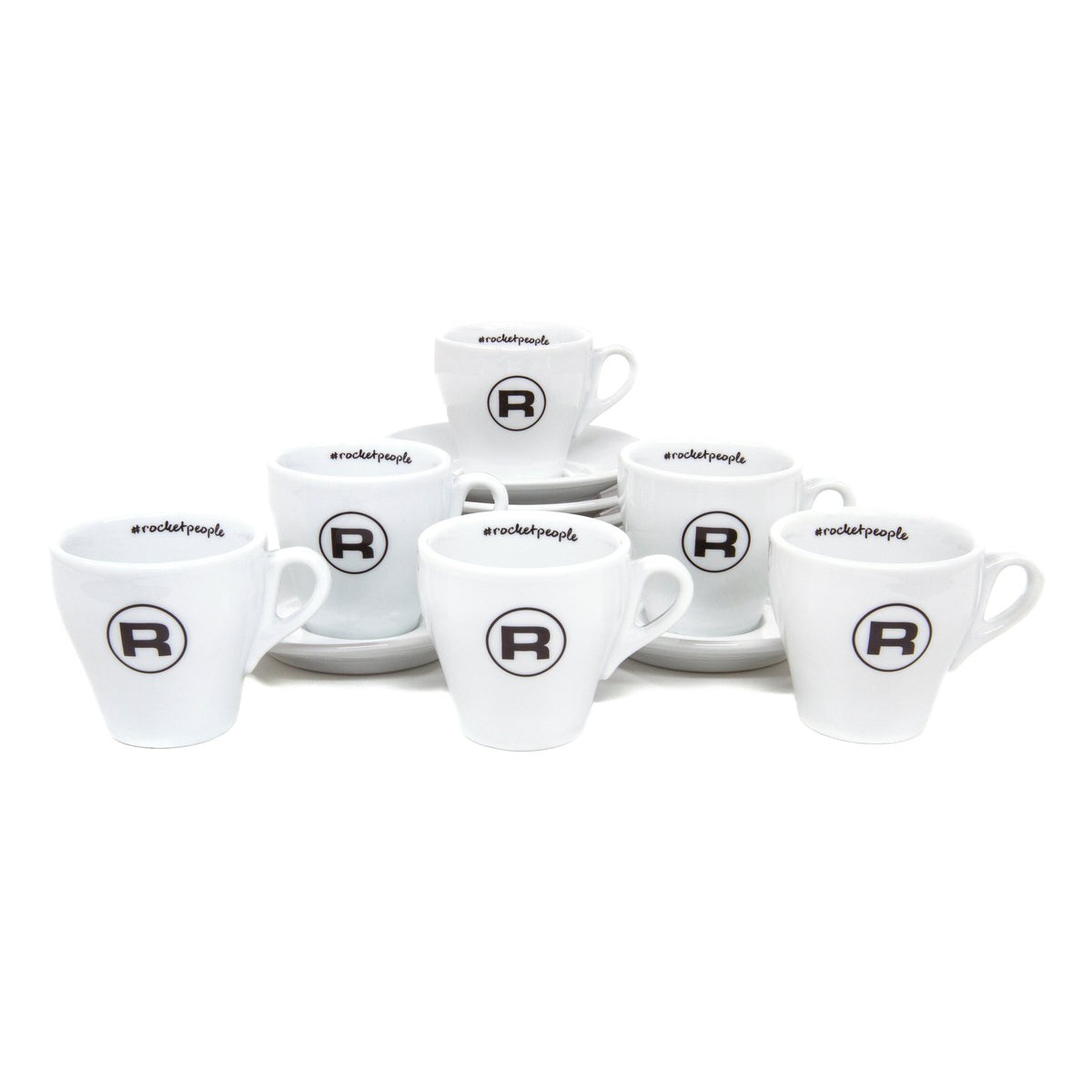 Rocket Espresso 6 Piece Flat White Cup and Saucer Set - White