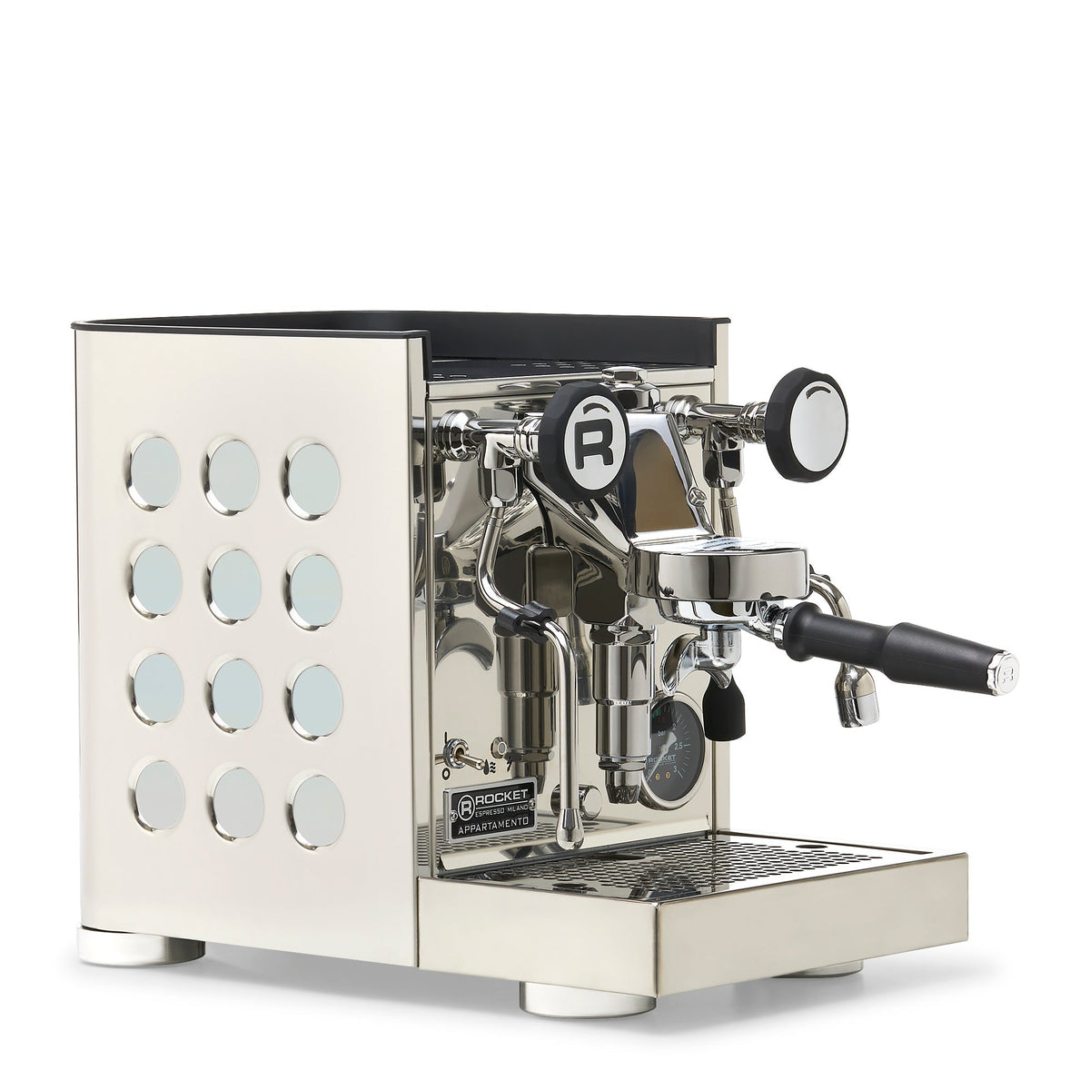 Rocket Espresso Appartamento TCA Espresso Machine - Stainless Steel with Black Stripe