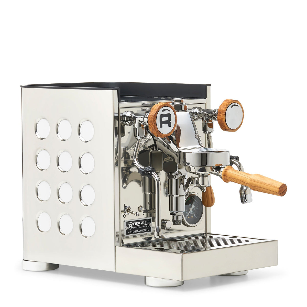 Rocket Espresso Appartamento TCA Espresso Machine - Stainless Steel with Black Stripe