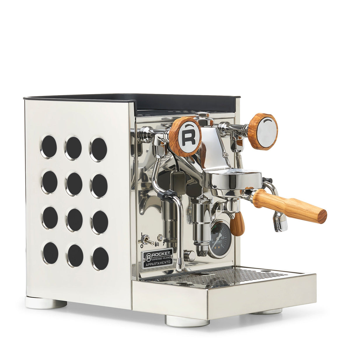 Rocket Espresso Appartamento TCA Espresso Machine - Stainless Steel with White Stripe