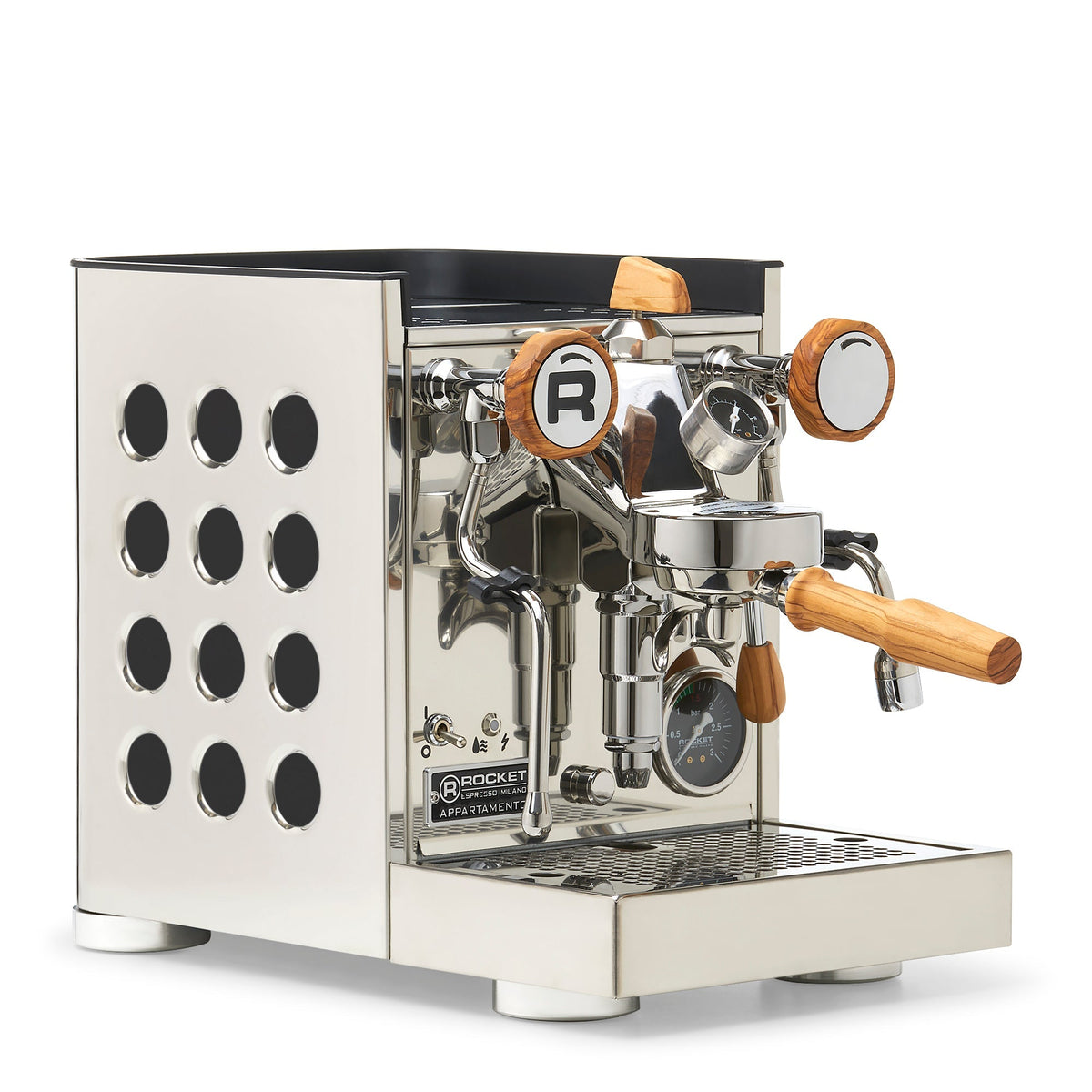 Rocket Espresso Appartamento TCA Espresso Machine - Stainless Steel with White Stripe