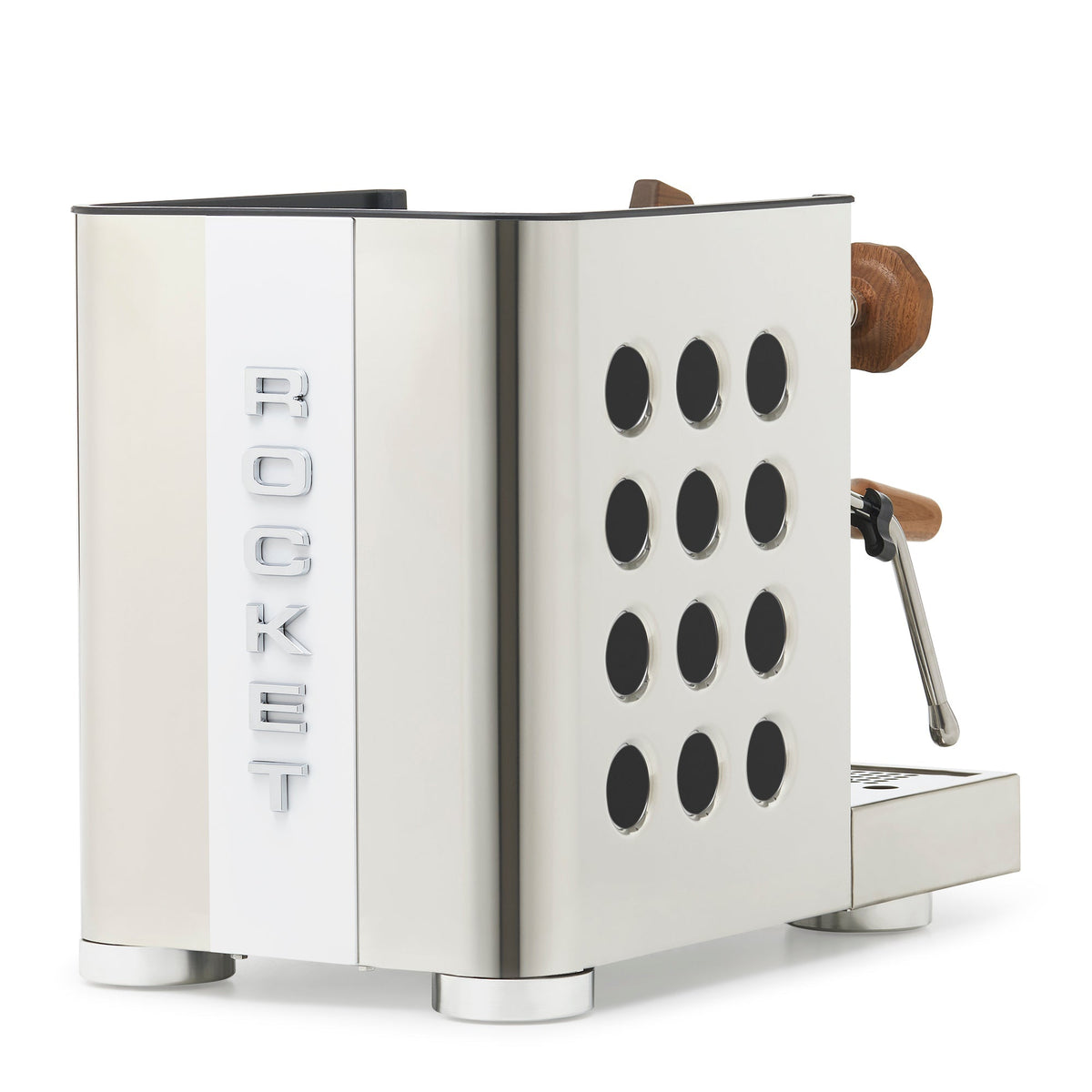 Rocket Espresso Appartamento TCA Espresso Machine - Stainless Steel with White Stripe