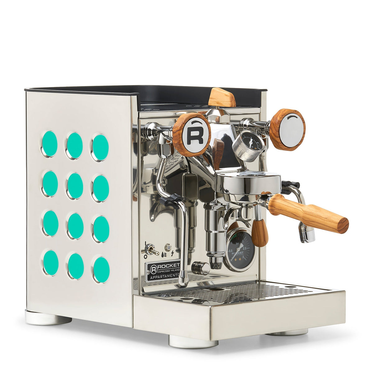 Rocket Espresso Appartamento TCA Espresso Machine - Stainless Steel with White Stripe