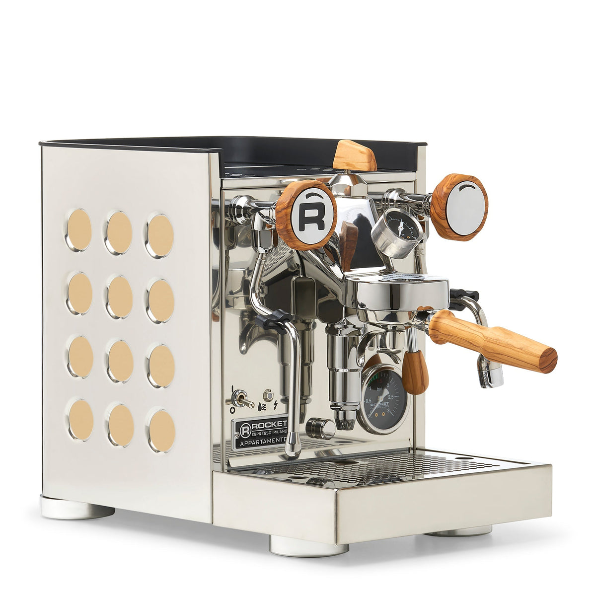 Rocket Espresso Appartamento TCA Espresso Machine - Stainless Steel with White Stripe