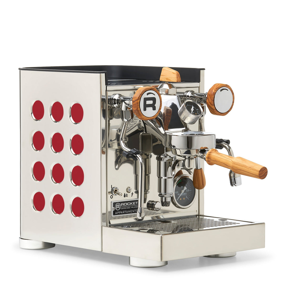 Rocket Espresso Appartamento TCA Espresso Machine - Stainless Steel with White Stripe