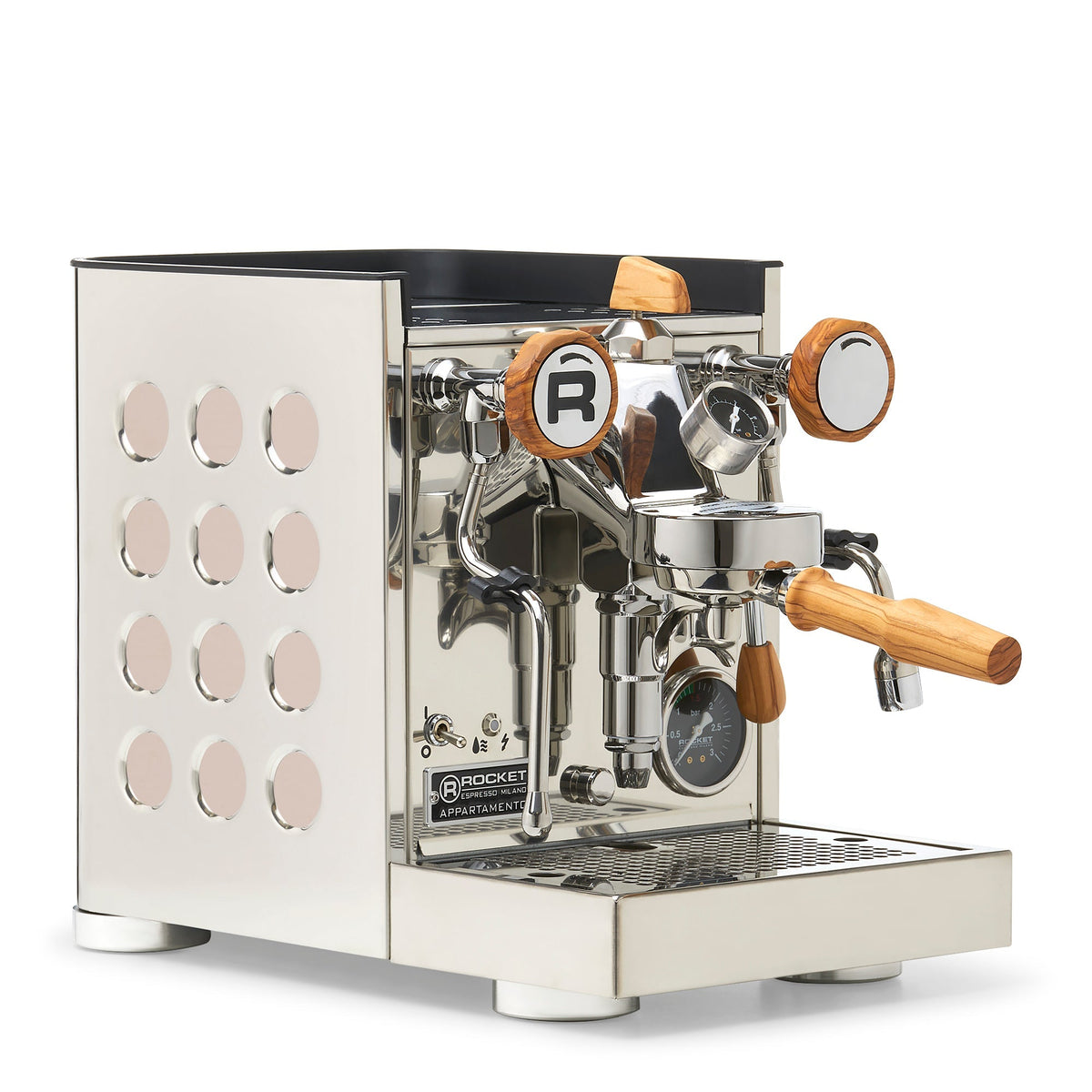 Rocket Espresso Appartamento TCA Espresso Machine - Stainless Steel with White Stripe