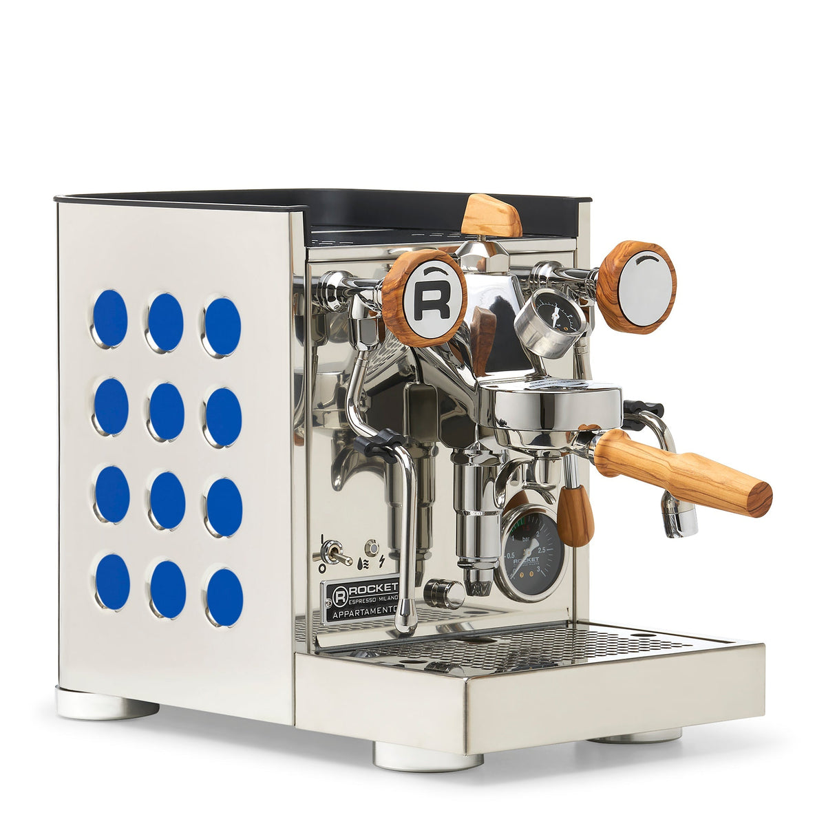 Rocket Espresso Appartamento TCA Espresso Machine - Stainless Steel with White Stripe