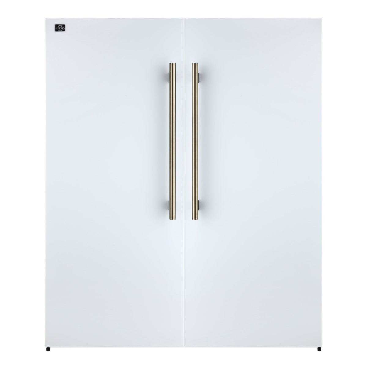 Forno Maderno 60-Inch Built-In Convertible Refrigerator/Freezer, 27.2 Cu. Ft., White, Antique Brass Handles, Grill Trim Kit (FFFFD1722-60SG-WHT)