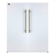 Forno Maderno 60-Inch Built-In Convertible Refrigerator/Freezer, 27.2 Cu. Ft., White, Antique Brass Handles, Grill Trim Kit (FFFFD1722-60SG-WHT)