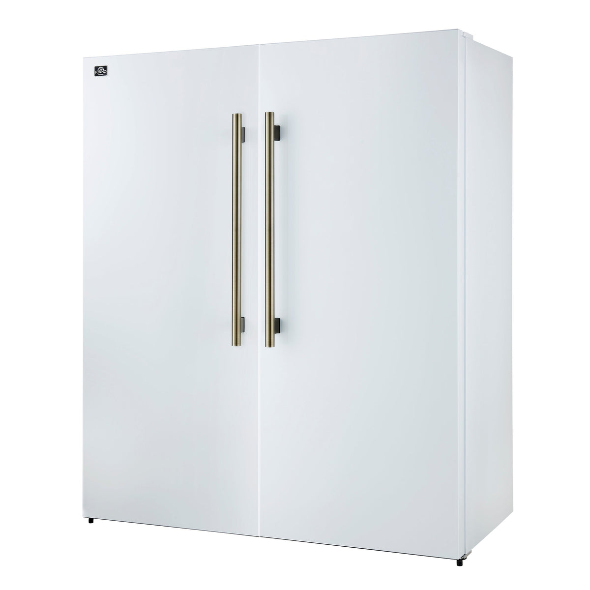 Forno Maderno 60-Inch Built-In Convertible Refrigerator/Freezer, 27.2 Cu. Ft., White, Antique Brass Handles, Grill Trim Kit (FFFFD1722-60SG-WHT)