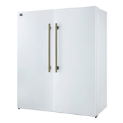 Forno Maderno 60-Inch Built-In Convertible Refrigerator/Freezer, 27.2 Cu. Ft., White, Antique Brass Handles, Grill Trim Kit (FFFFD1722-60SG-WHT)