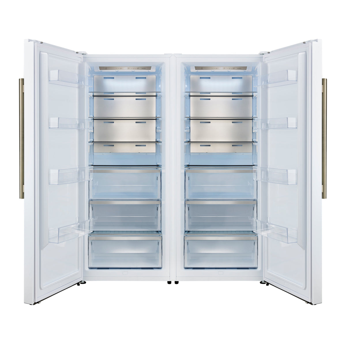 Forno Maderno 60-Inch Built-In Convertible Refrigerator/Freezer, 27.2 Cu. Ft., White, Antique Brass Handles, Grill Trim Kit (FFFFD1722-60SG-WHT)