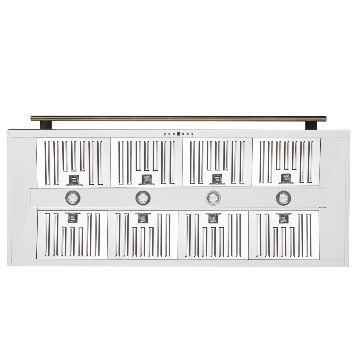 Forno Aria 60-Inch Wall-Mount Range Hood, 1200 CFM, Convertible Venting, White with Antique Brass Accents (FRHWM5095-60WHT)