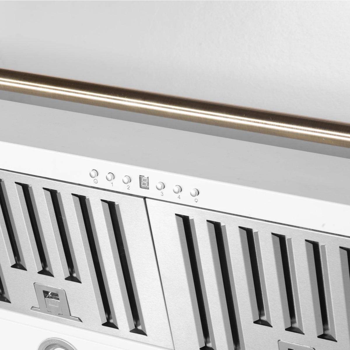 Forno Aria 60-Inch Wall-Mount Range Hood, 1200 CFM, Convertible Venting, White with Antique Brass Accents (FRHWM5095-60WHT)