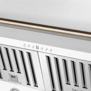 Forno Aria 60-Inch Wall-Mount Range Hood, 1200 CFM, Convertible Venting, White with Antique Brass Accents (FRHWM5095-60WHT)