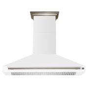 Forno Aria 60-Inch Wall-Mount Range Hood, 1200 CFM, Convertible Venting, White with Antique Brass Accents (FRHWM5095-60WHT)