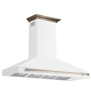 Forno Aria 60-Inch Wall-Mount Range Hood, 1200 CFM, Convertible Venting, White with Antique Brass Accents (FRHWM5095-60WHT)
