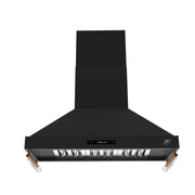FORNO Venezia 48-Inch Wall-Mounted Range Hood, 900 CFM, Ducted, Touch Controls, LED Lighting, Black with Antique Brass Accents (FRHWM5503-48BLK)