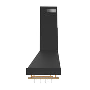 FORNO Venezia 48-Inch Wall-Mounted Range Hood, 900 CFM, Ducted, Touch Controls, LED Lighting, Black with Antique Brass Accents (FRHWM5503-48BLK)