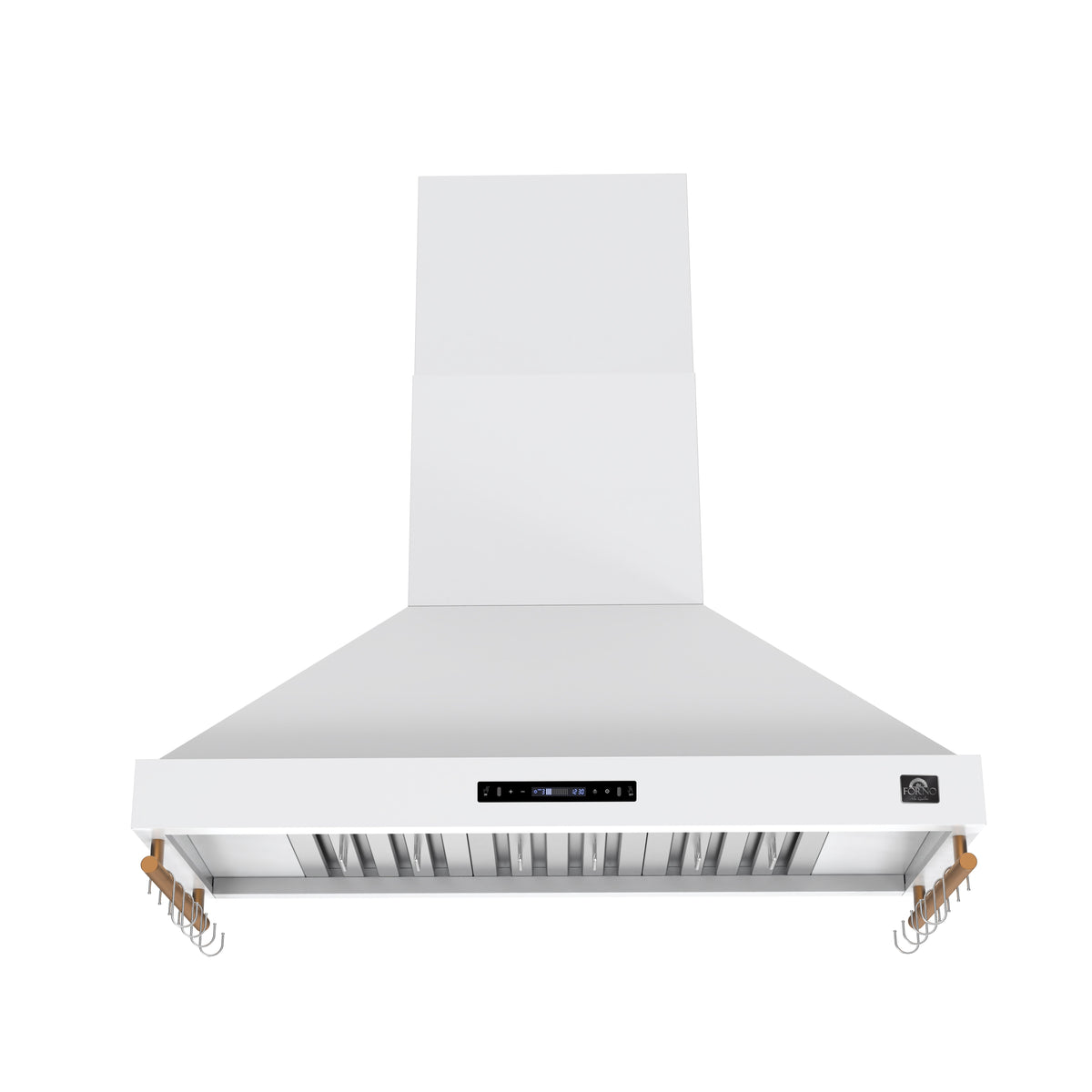 FORNO Venezia 48-Inch Wall-Mount Ducted Range Hood, 900 CFM, Touch Controls, LED Lighting, White with Antique Brass Accents (Model FRHWM5503-48WHT)