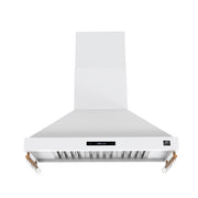 FORNO Venezia 48-Inch Wall-Mount Ducted Range Hood, 900 CFM, Touch Controls, LED Lighting, White with Antique Brass Accents (Model FRHWM5503-48WHT)
