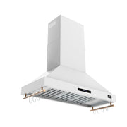 FORNO Venezia 48-Inch Wall-Mount Ducted Range Hood, 900 CFM, Touch Controls, LED Lighting, White with Antique Brass Accents (Model FRHWM5503-48WHT)