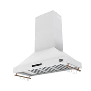 FORNO Venezia 48-Inch Wall-Mount Ducted Range Hood, 900 CFM, Touch Controls, LED Lighting, White with Antique Brass Accents (Model FRHWM5503-48WHT)
