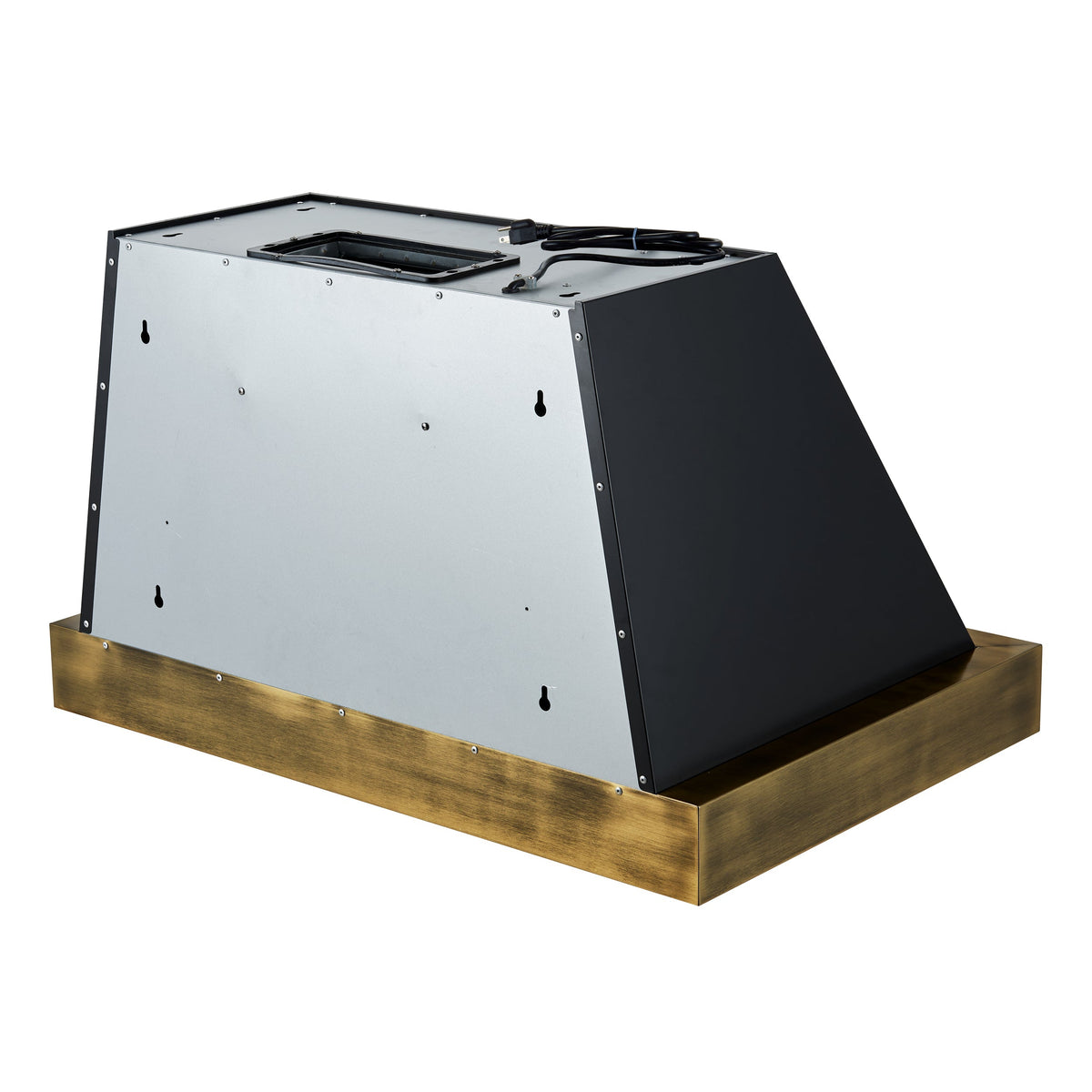 FORNO Vittorio 36-Inch Wall Mount Range Hood, 600 CFM, Black with Antique Brass Trim, Remote Control (FRHWM5078-36BLK)