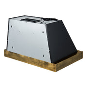 FORNO Vittorio 36-Inch Wall Mount Range Hood, 600 CFM, Black with Antique Brass Trim, Remote Control (FRHWM5078-36BLK)