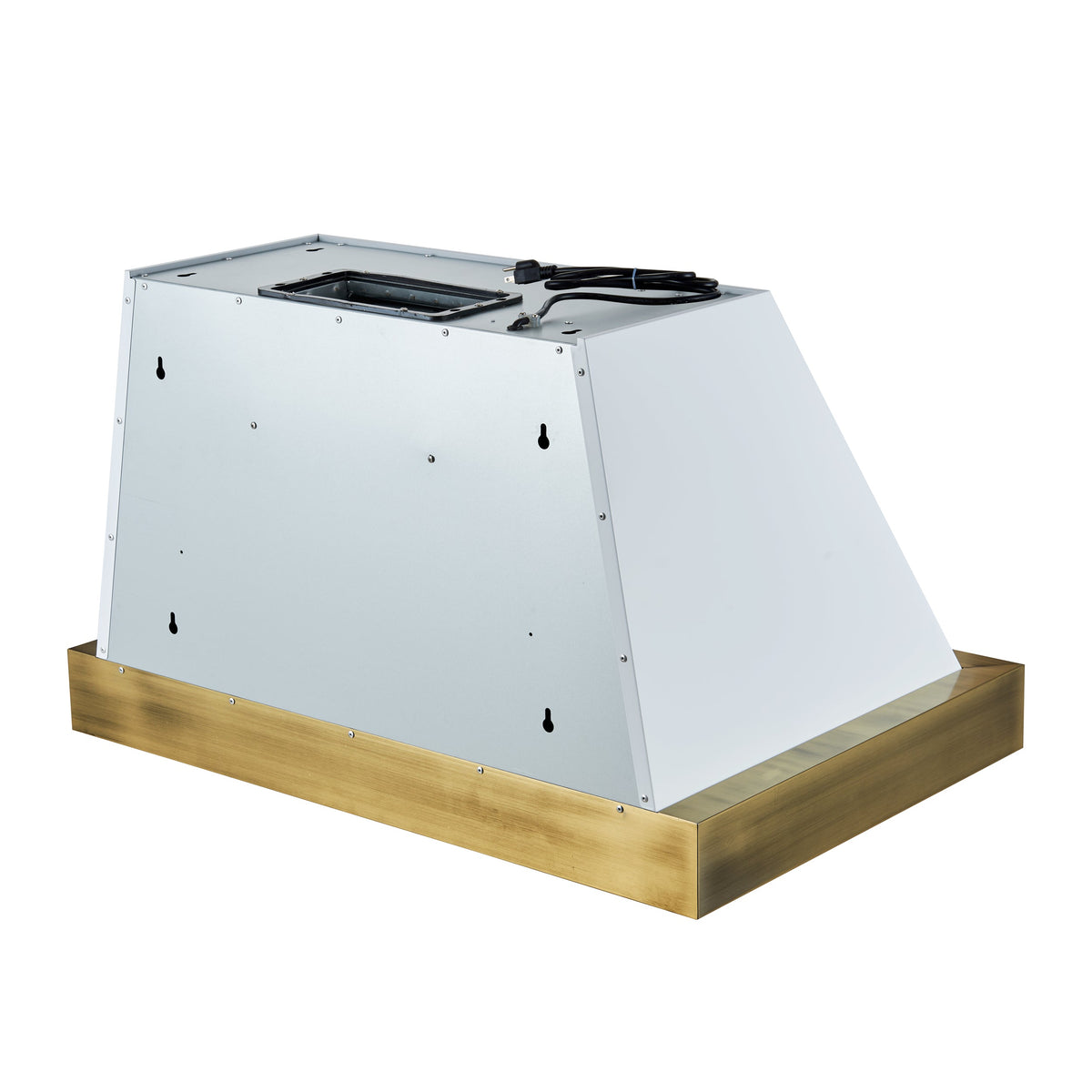 Forno Vittorio 36-Inch Wall-Mount Range Hood, 600 CFM, White with Antique Brass Trim, Remote Control (Model FRHWM5078-36WHT)