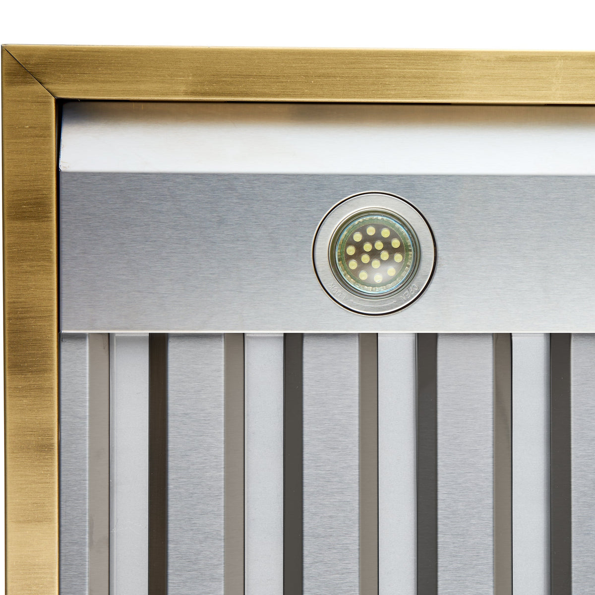 Forno Vittorio 36-Inch Wall-Mount Range Hood, 600 CFM, White with Antique Brass Trim, Remote Control (Model FRHWM5078-36WHT)