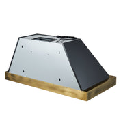 FORNO Vittorio 48-Inch Wall-Mount Range Hood, 600 CFM, Black with Antique Brass Trim, Remote Control (Model FRHWM5078-48BLK)