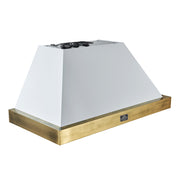 Forno Vittorio 48-Inch Wall-Mount Range Hood, 600 CFM, White with Antique Brass Trim, Remote Control (Model FRHWM5078-48WHT)