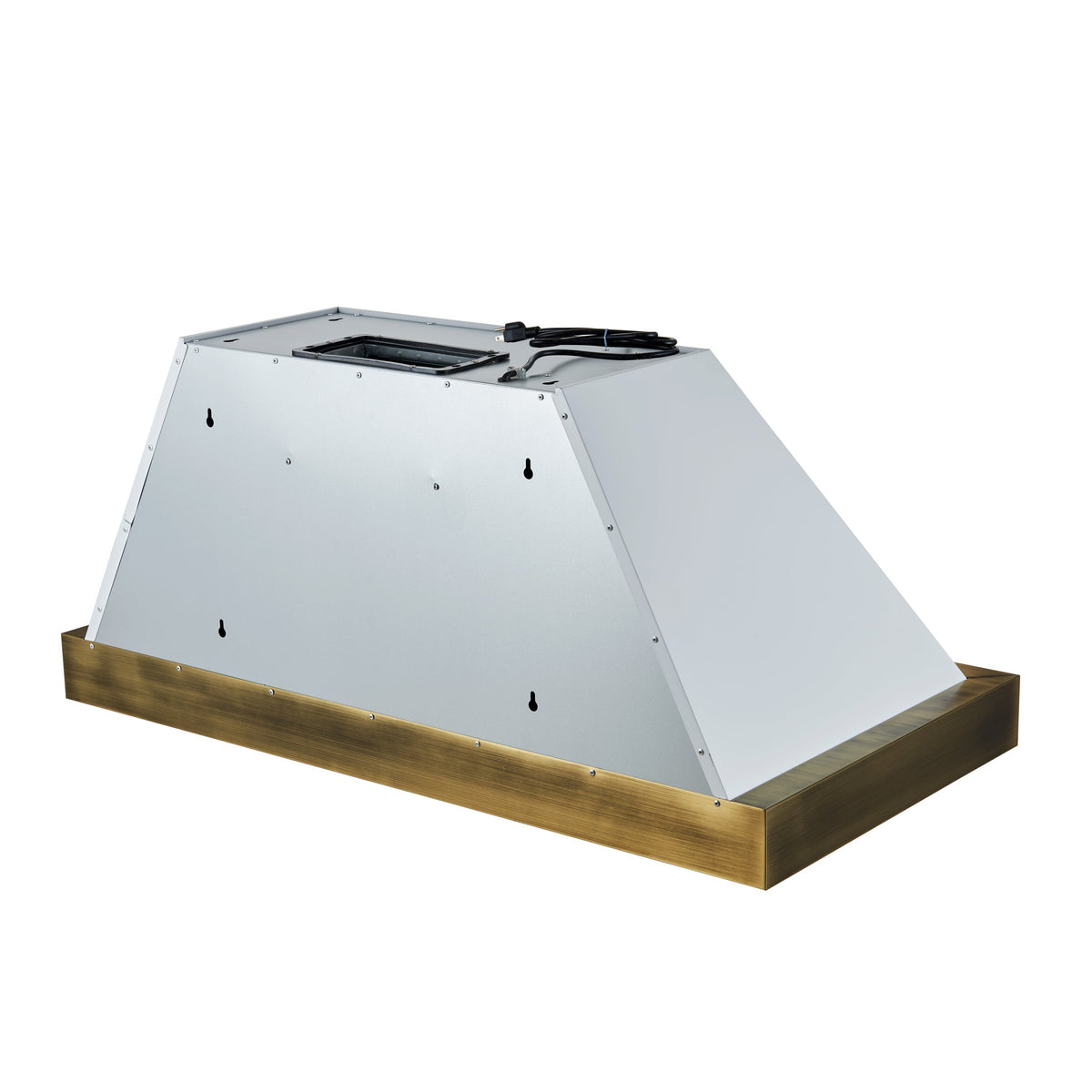 Forno Vittorio 48-Inch Wall-Mount Range Hood, 600 CFM, White with Antique Brass Trim, Remote Control (Model FRHWM5078-48WHT)
