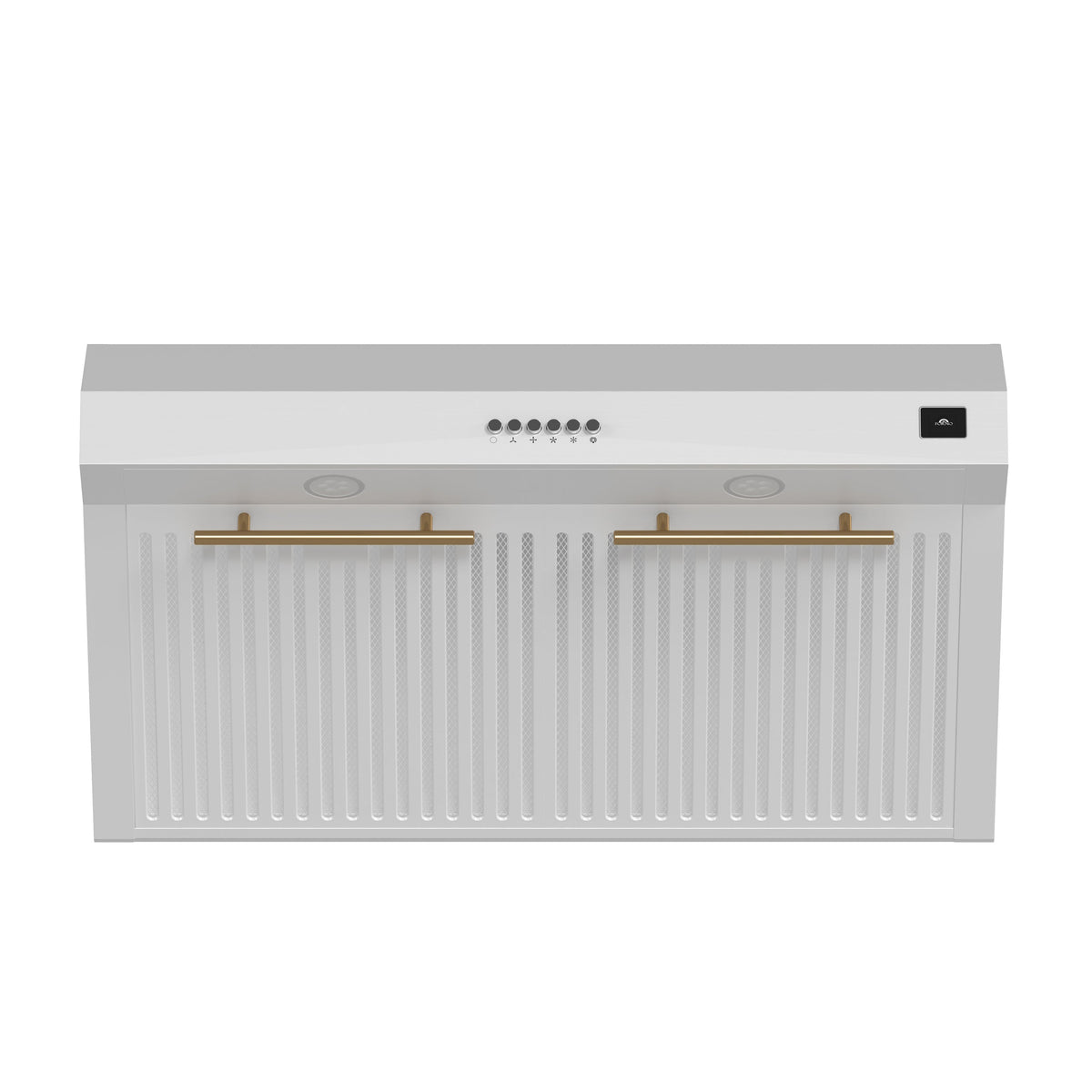 Forno Bari 30-Inch Under-Cabinet Range Hood, 400 CFM, White with Antique Brass Handles (Model FRHUC5255-30WHT)