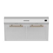 Forno Bari 30-Inch Under-Cabinet Range Hood, 400 CFM, White with Antique Brass Handles (Model FRHUC5255-30WHT)
