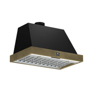 FORNO Vittorio 36-Inch Wall Mount Range Hood, 600 CFM, Black with Antique Brass Trim, Remote Control (FRHWM5078-36BLK)