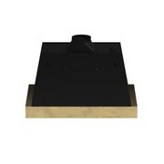 FORNO Vittorio 36-Inch Wall Mount Range Hood, 600 CFM, Black with Antique Brass Trim, Remote Control (FRHWM5078-36BLK)