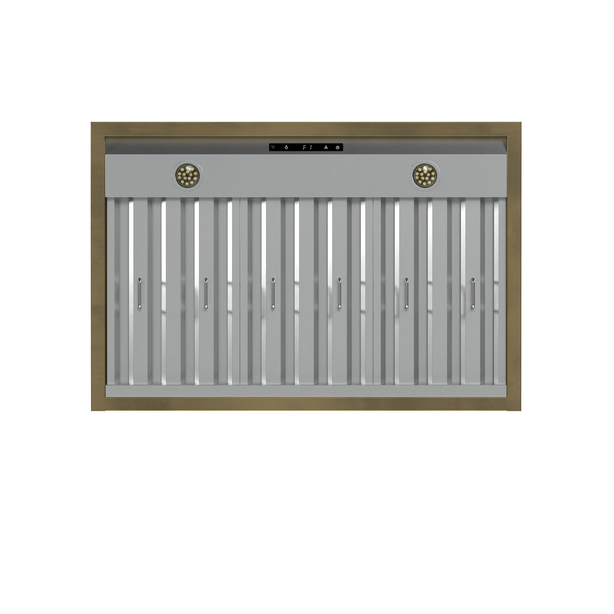 FORNO Vittorio 36-Inch Wall Mount Range Hood, 600 CFM, Black with Antique Brass Trim, Remote Control (FRHWM5078-36BLK)