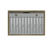 FORNO Vittorio 36-Inch Wall Mount Range Hood, 600 CFM, Black with Antique Brass Trim, Remote Control (FRHWM5078-36BLK)