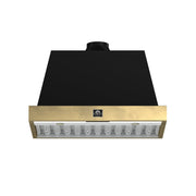 FORNO Vittorio 36-Inch Wall Mount Range Hood, 600 CFM, Black with Antique Brass Trim, Remote Control (FRHWM5078-36BLK)