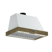Forno Vittorio 36-Inch Wall-Mount Range Hood, 600 CFM, White with Antique Brass Trim, Remote Control (Model FRHWM5078-36WHT)