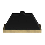 FORNO Vittorio 48-Inch Wall-Mount Range Hood, 600 CFM, Black with Antique Brass Trim, Remote Control (Model FRHWM5078-48BLK)