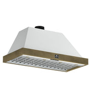 Forno Vittorio 48-Inch Wall-Mount Range Hood, 600 CFM, White with Antique Brass Trim, Remote Control (Model FRHWM5078-48WHT)