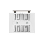 FORNO Aria 30-Inch Wall-Mount Convertible Range Hood, 600 CFM, White with Antique Brass Accents (Model FRHWM5095-30WHT)